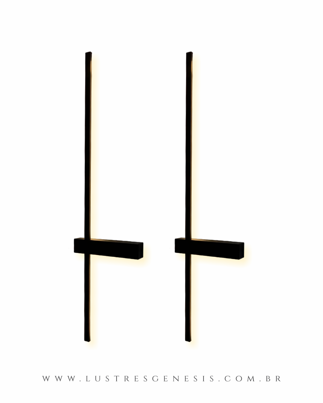 Arandela Moderna Fit Linear Slim de LED Preto instalada ao lado de uma cama em um quarto elegante. Lustres Gênesis loja online de Lustres e Iluminação Decorativa